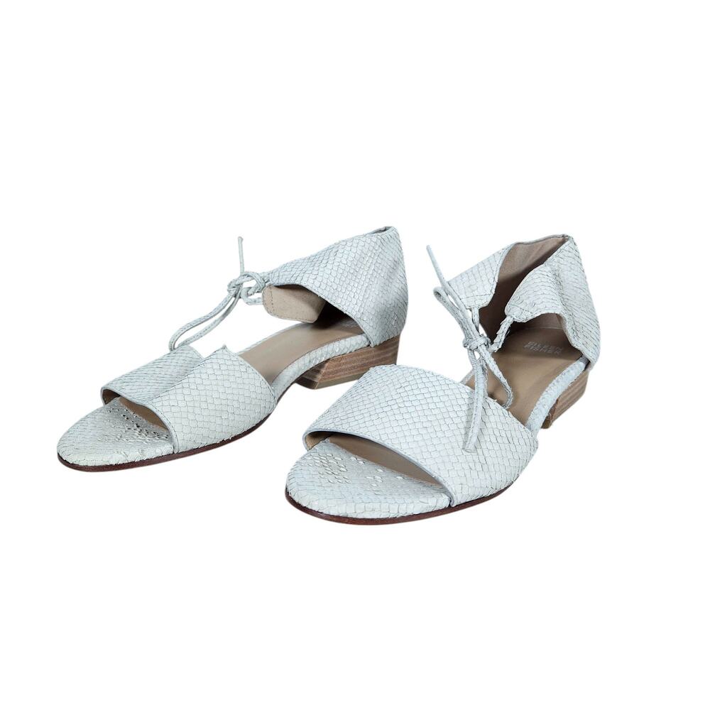 Eileen Fisher Ely Lt Sandals 9 Off White Bone Leather Textured Open Toe Shoes